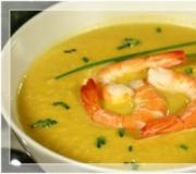 Spicy creamy soup with paprika and shrimp