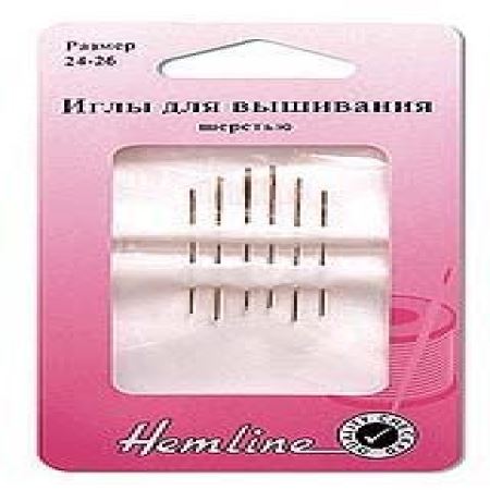 Иглы ручные N24-26 для вышивания шерстью Hemline  (Где цена лучше?)